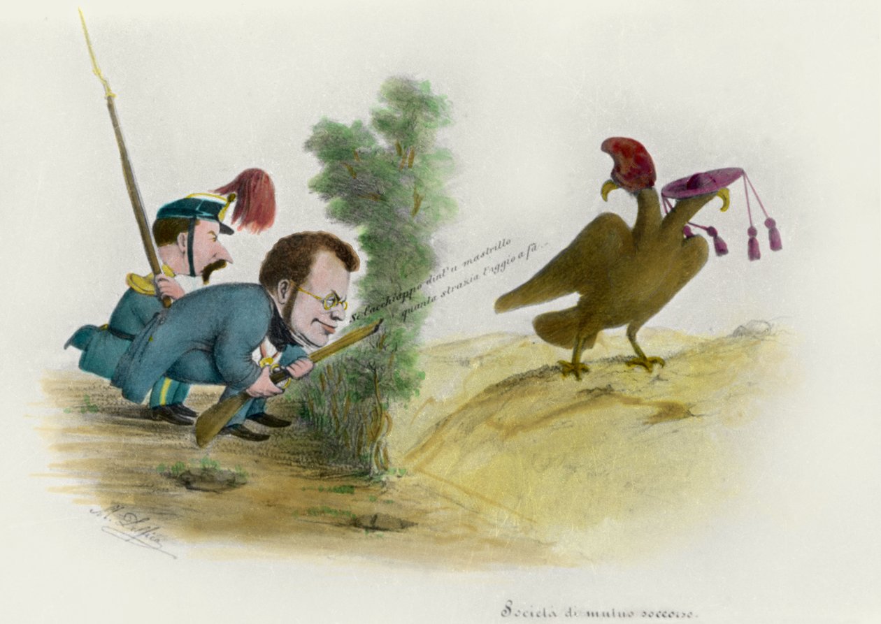 Římská otázka: Karikatura hraběte z Cavour, kolem roku 1860 od Melchiorre Delfico