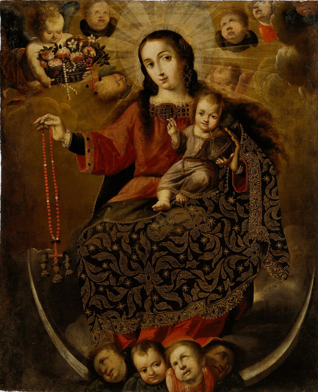 Panny Růžencové, konec 17.-začátek 18. století (zlatolist s olejem na plátně) od Melchor Pérez de Holguín
