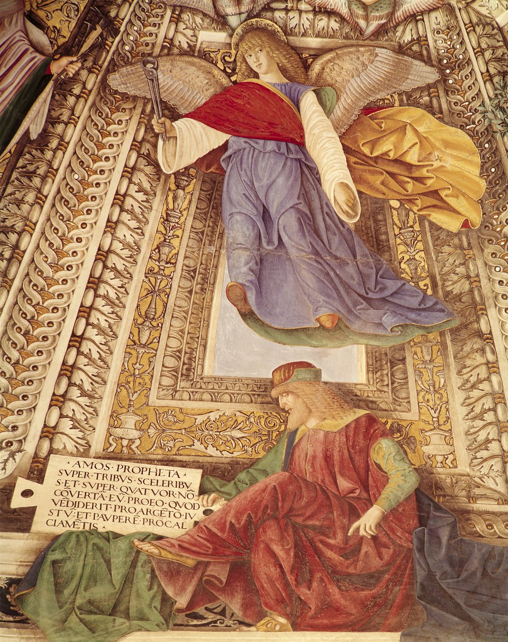 Amos a anděl drží kleště Umučení Krista z kupole sakristie sv. Marka, kolem roku 1477 (detail 498726) od Melozzo da Forli