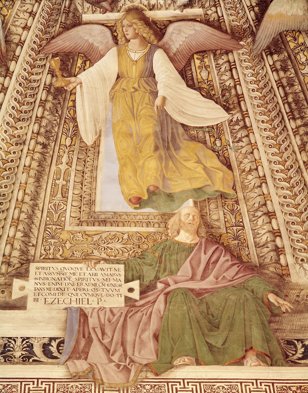 Ezechiel a anděl drží kalich Umučení Krista z kupole sakristie sv. Marka, kolem roku 1477 (detail 498726) od Melozzo da Forli