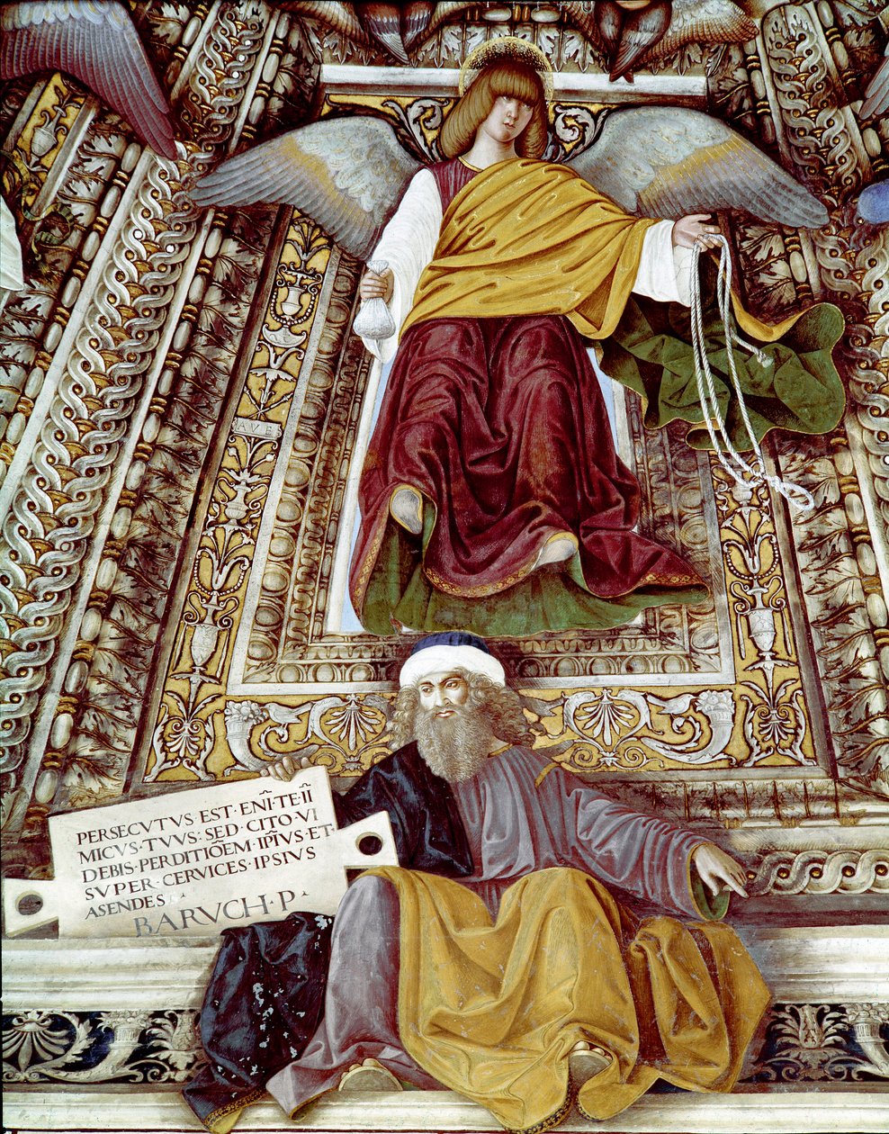 Znázornění Barucha (Baruch ben Neria), žáka Jeremiáše a anděla Freska od Melozzo da Forli (Melozzo degli Ambrosi) (1438-1494) Kopule sakristie svatého Marka (Marco), svatyně santa casa, Loreto od Melozzo da Forli