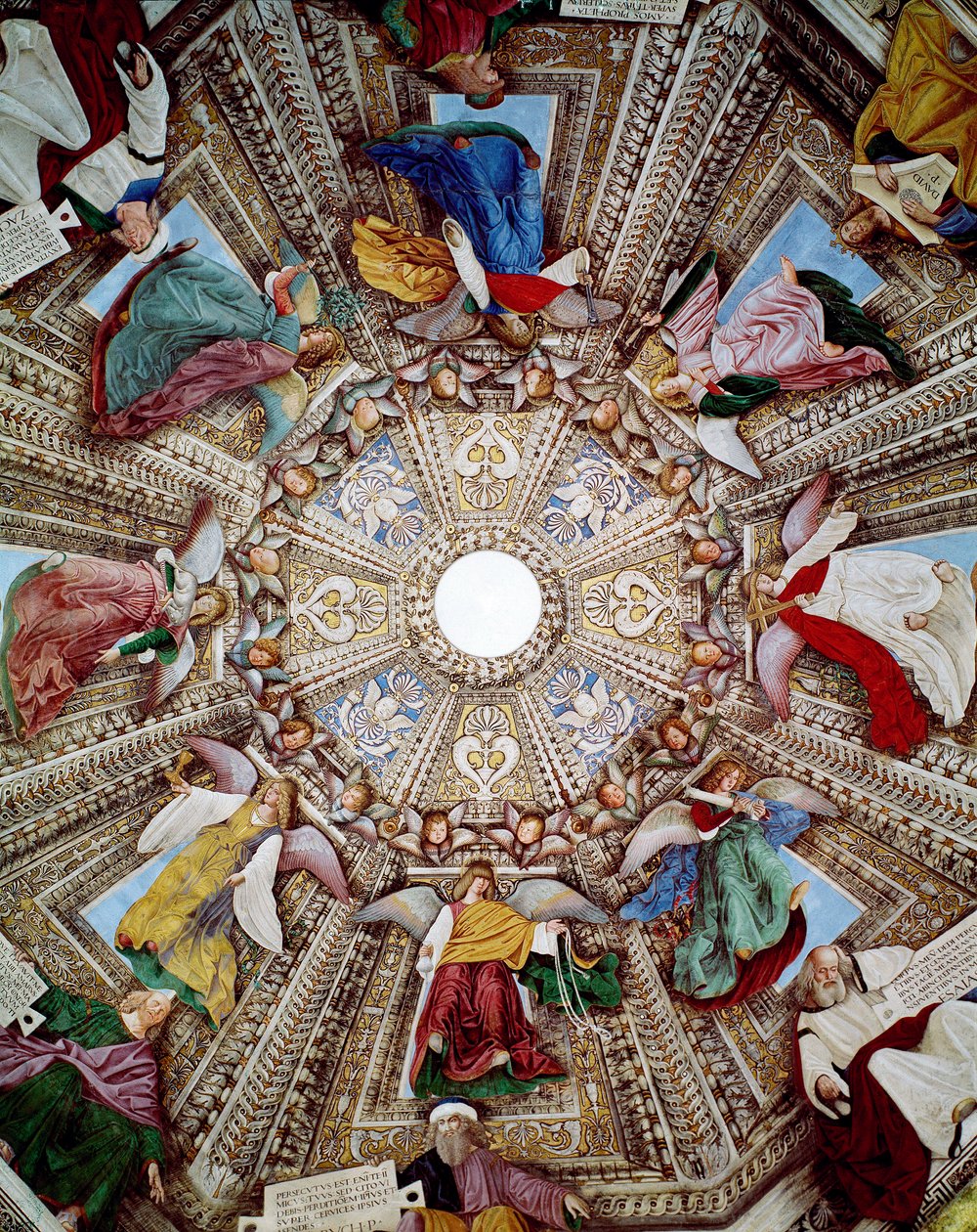 Reprezentace proroků a andělů Freska od Melozzo da Forli (Melozzo degli Ambrosi) (1438-1494) Kopule sakristie svatého Marka (Marco), svatyně Santa Casa, Loreto od Melozzo da Forli