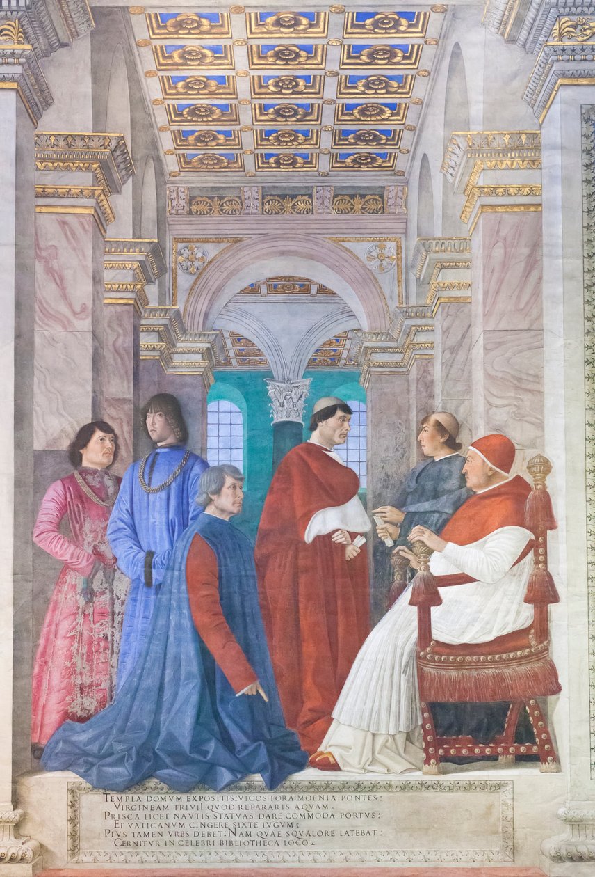 Sixtus IV. jmenoval Platinu prefektem vatikánské knihovny od Melozzo da Forli