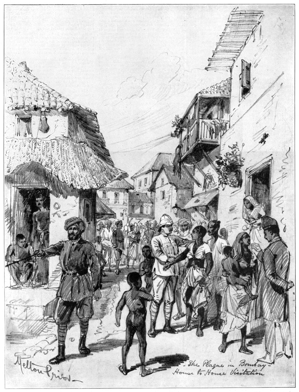Návštěva od domu k domu během moru v Bombaji, Indie, 1898. od Melton Prior