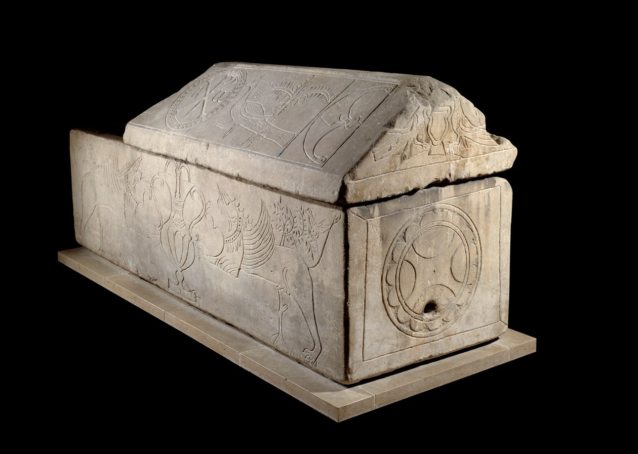 Merovejské umění: sarkofág Charentonu sur Cher, 7. století. od Merovingian