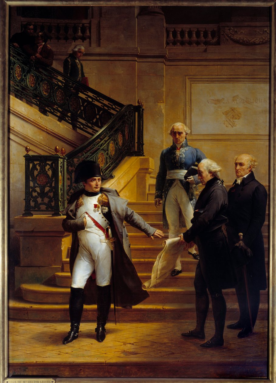 Císař Napoleon I. (1769-1821) navštěvuje Palais-Royal, sídlo Tribunátu, a odmítá plány architektů Beaumonta a Fontaina dne 5. 8. 1807, Obraz Merry Joseph Blondel (1781-1853) 1834 Ne. 2,27x1,63 m Palais Royal, Paříž - Císař Napo od Merry Joseph Blondel