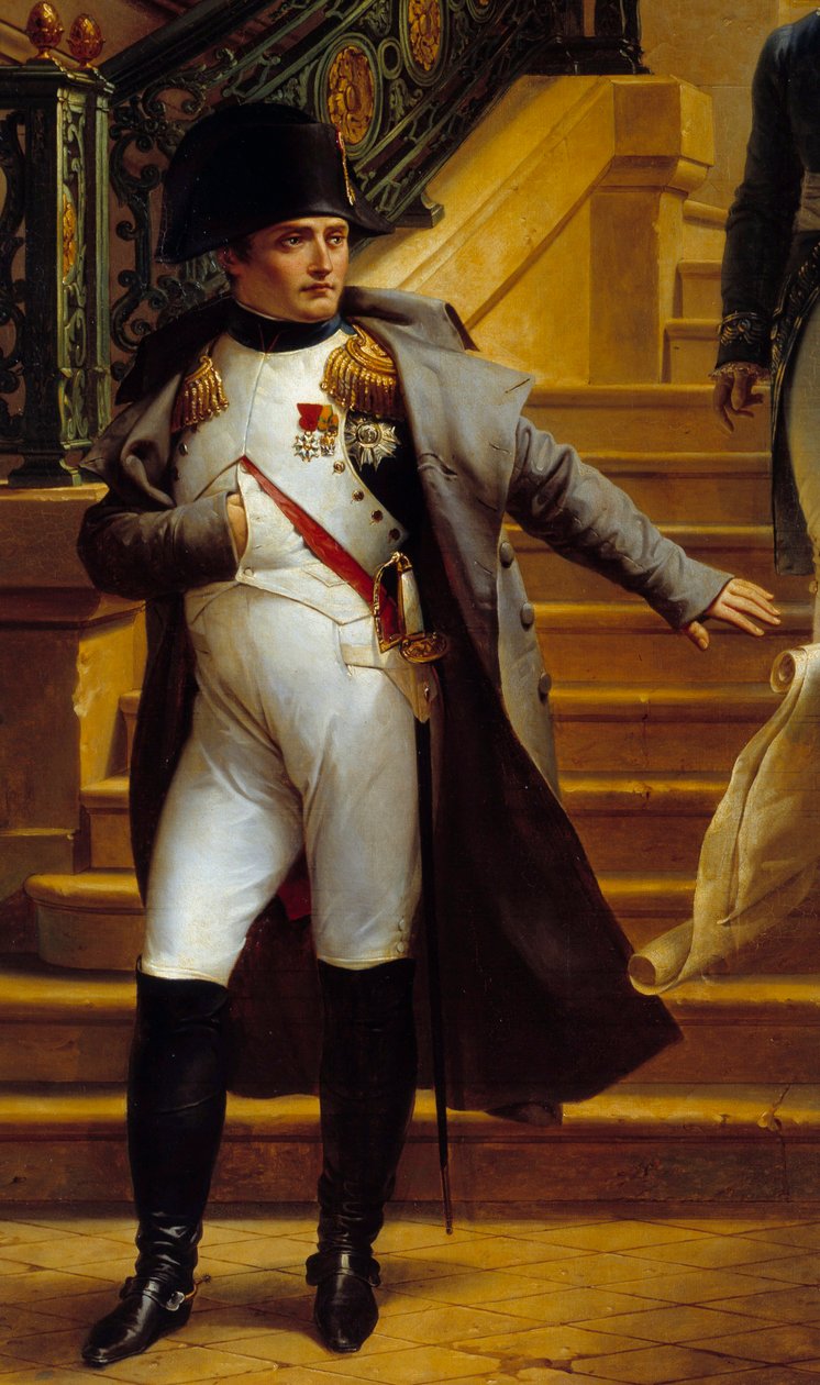 Císař Napoleon I. (1769-1821) navštěvuje Palais-Royal, sídlo Tribunátu, a odmítá plány architektů Beaumonta a Fontaina dne 5.8.1807, detail obrazu Merry Joseph Blondel (1781-1853) 1834 Sun . 2,27x1,63 m Palais Royal, Paris-The od Merry Joseph Blondel