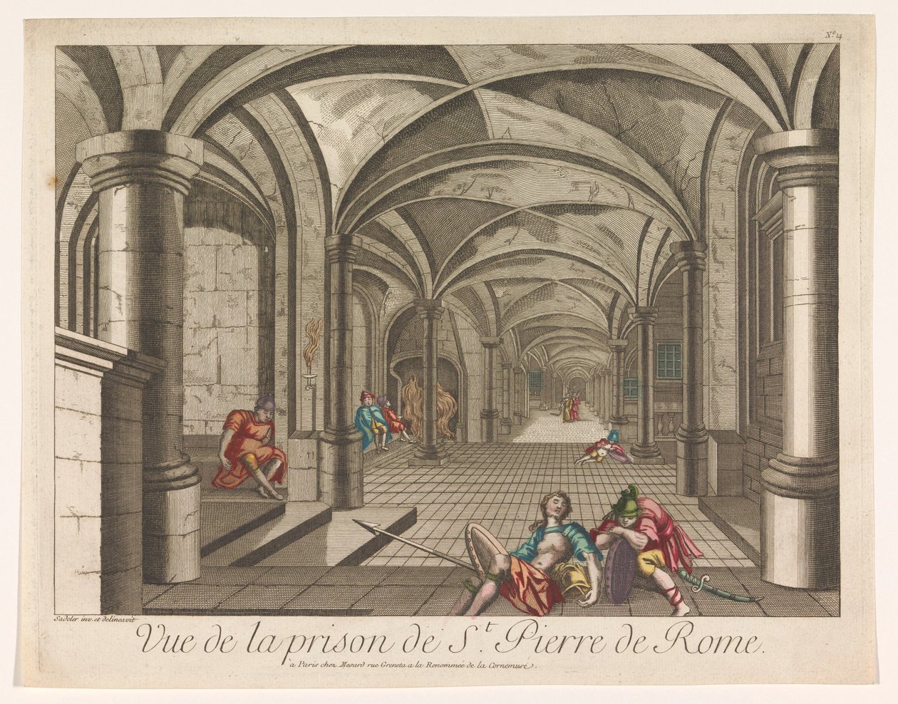 Pohled do interiéru věznice Mamertine v Římě Vue de la vězení St. Pierre de Rome (název na předmětu) od Mesard