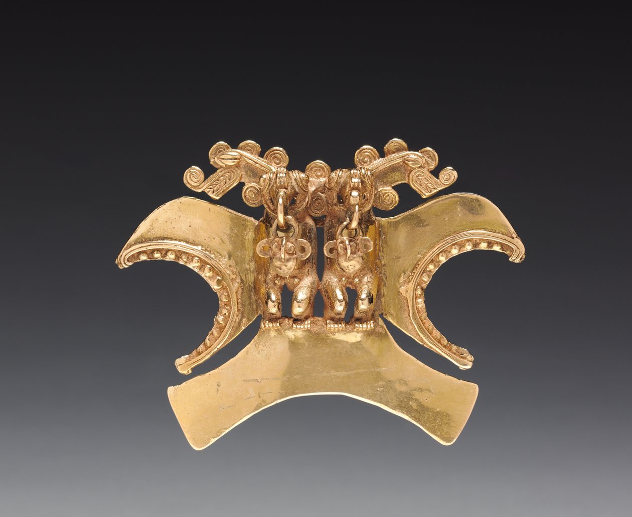 Dvojitý přívěsek s ptačí hlavou, c. 1000-1500 (lité a tepané zlato) od Mesoamerican Mesoamerican