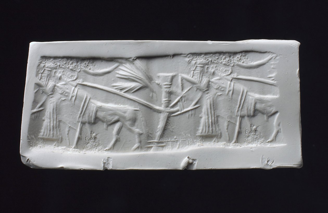 Otisk pečeti válce, akkadština (skořápka) od Mesopotamian