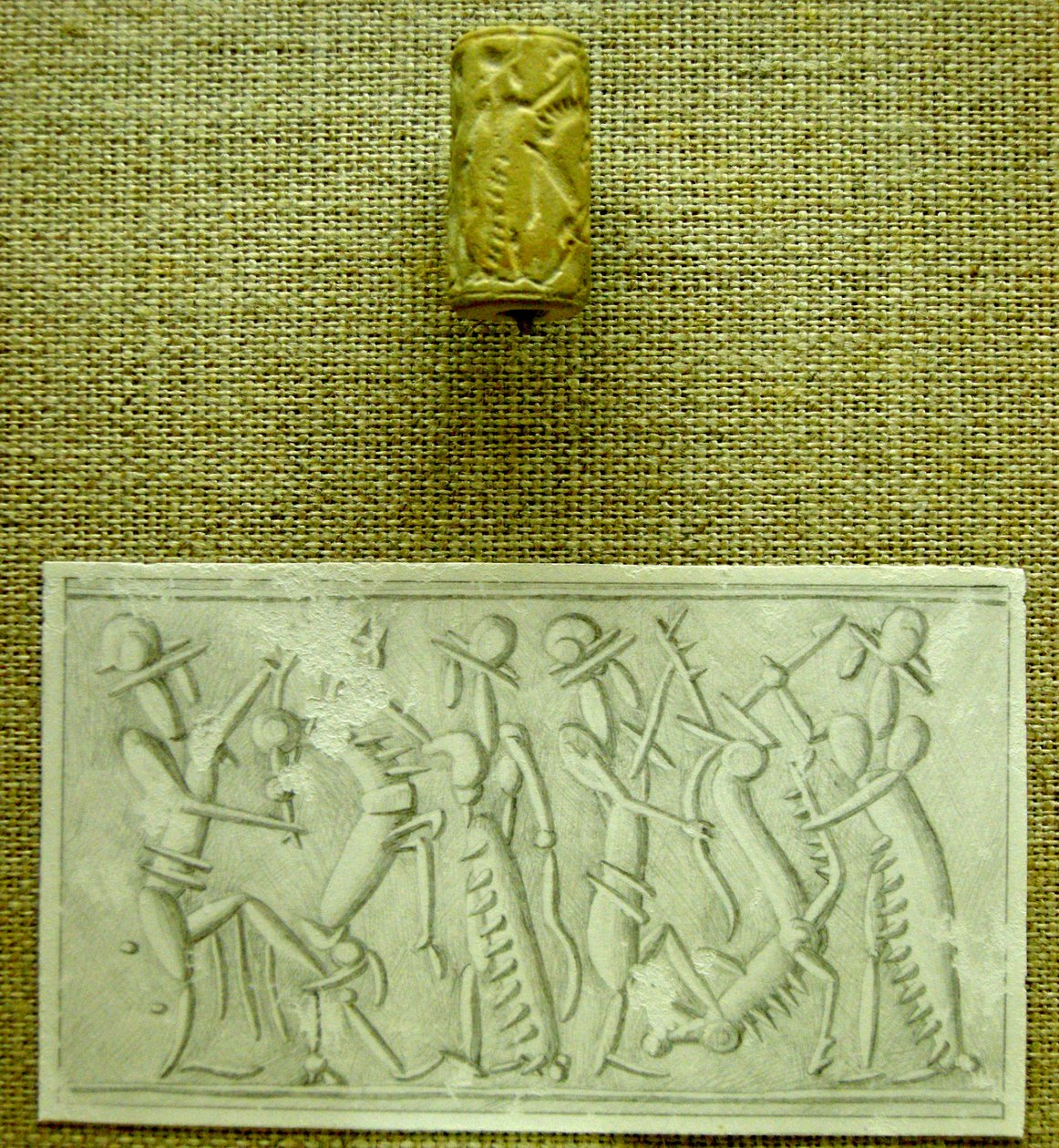 Těsnění válce s otiskem (fajáns) od Mesopotamian