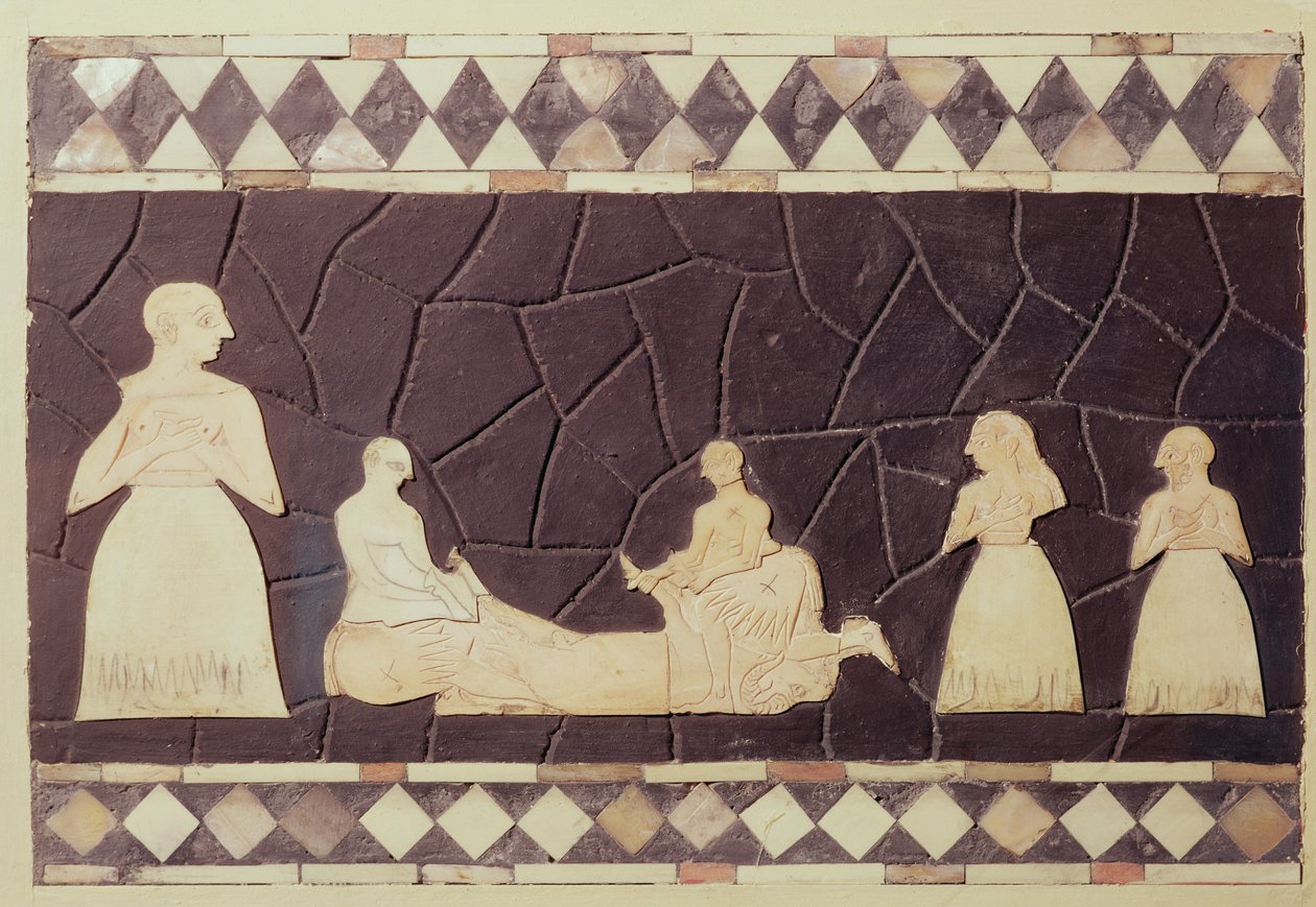 Obětní scéna (mozaika) od Mesopotamian