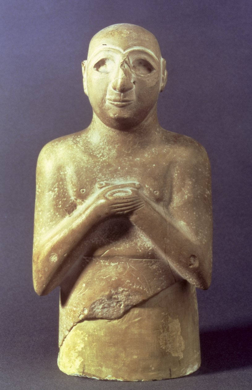Socha boha Utu, Mezopotámie, cca 2400 př. n. l. (vápenec) od Mesopotamian