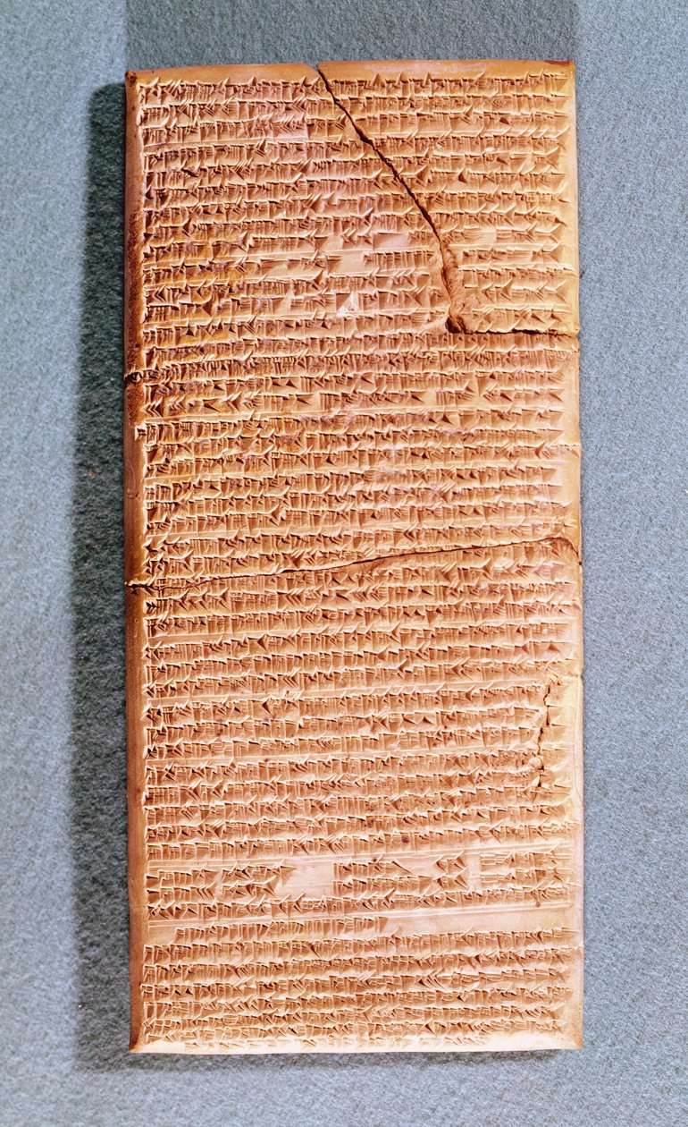 Tabulka popisující rituální oběti v chrámu Anu v Uruku (Warka) kopie starověkého textu ze 3.–1. století před naším letopočtem (hlína) od Mesopotamian