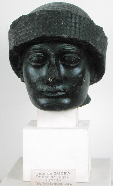 Hlava Gudea, princ z Lageshu, z Telloh (starověké Girsu) Novosumerský, kolem roku 2150 př. n. l. (diorit) od Mesopotamian