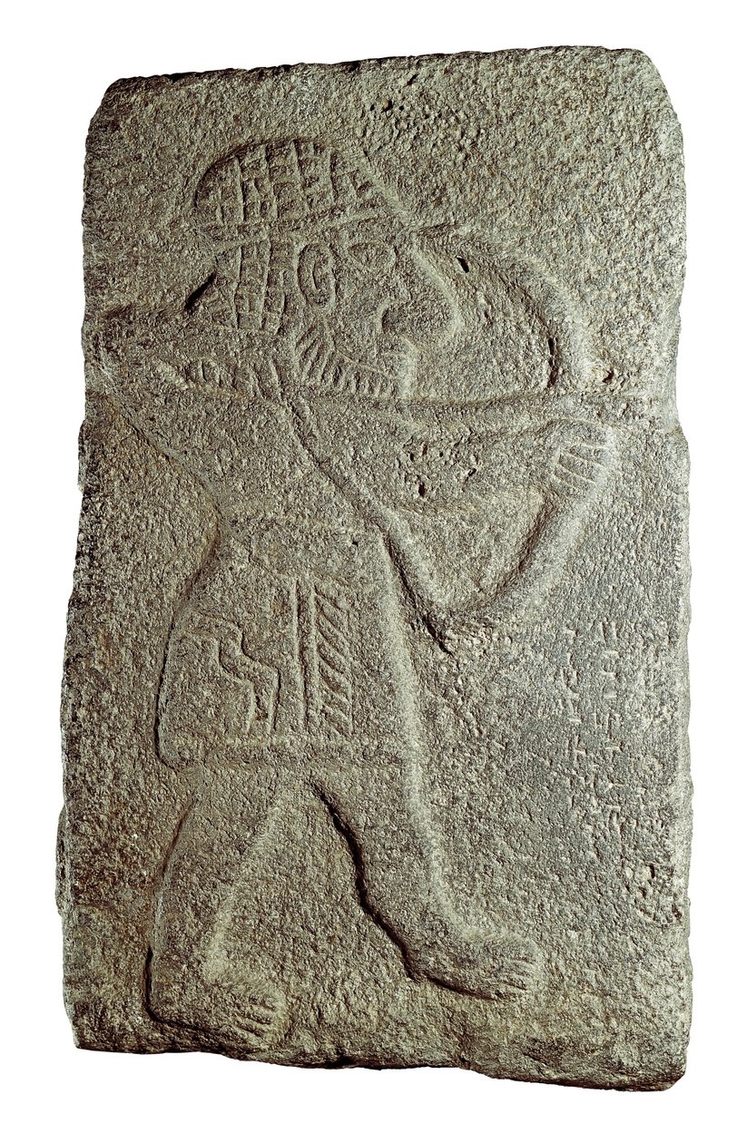 Chetitský lukostřelec, z paláce Kapara, krále Guzany, v Tell Halaf (Sýrie), 9. století před naším letopočtem (nízký reliéf na kameni) od Mesopotamian Mesopotamian