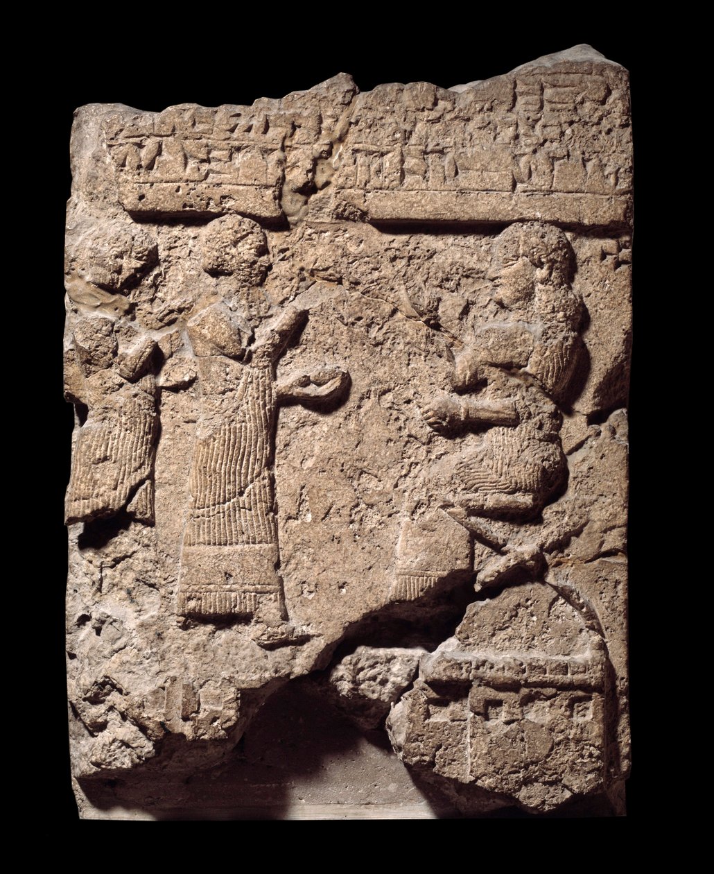 Mezopotámie: vápencový reliéf písařů beroucích kořist při plenění Musasiru. z paláce Sargona II v Khorsabad (Khunsabad). 710 před naším letopočtem. Slunce 0,64x0,47 m Paříž, musee du louvre od Mesopotamian Mesopotamian