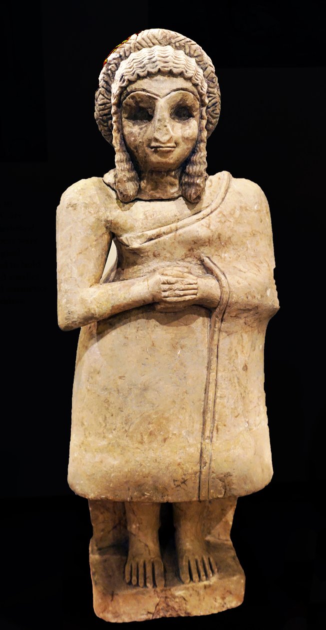 Socha ctitelky v jednoduchých šatech, Khfajah, Mezopotámie, cca 2650-2550 př.nl (sádra) od Mesopotamian Mesopotamian