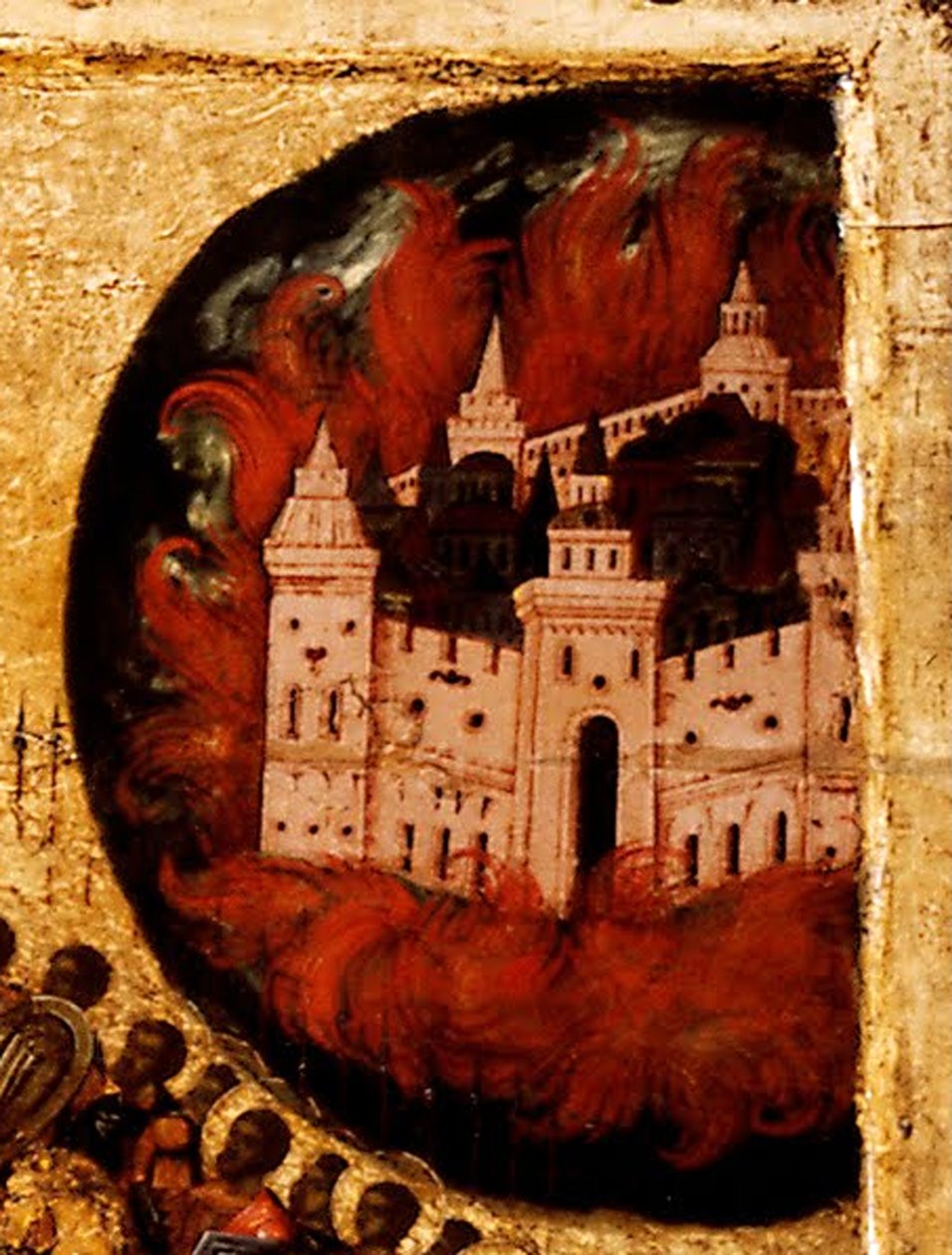 Blessed Be the Host of the King of Heaven Detail: Fire in Kazan, 1550s od Metropolitan of Moscow Athanasius