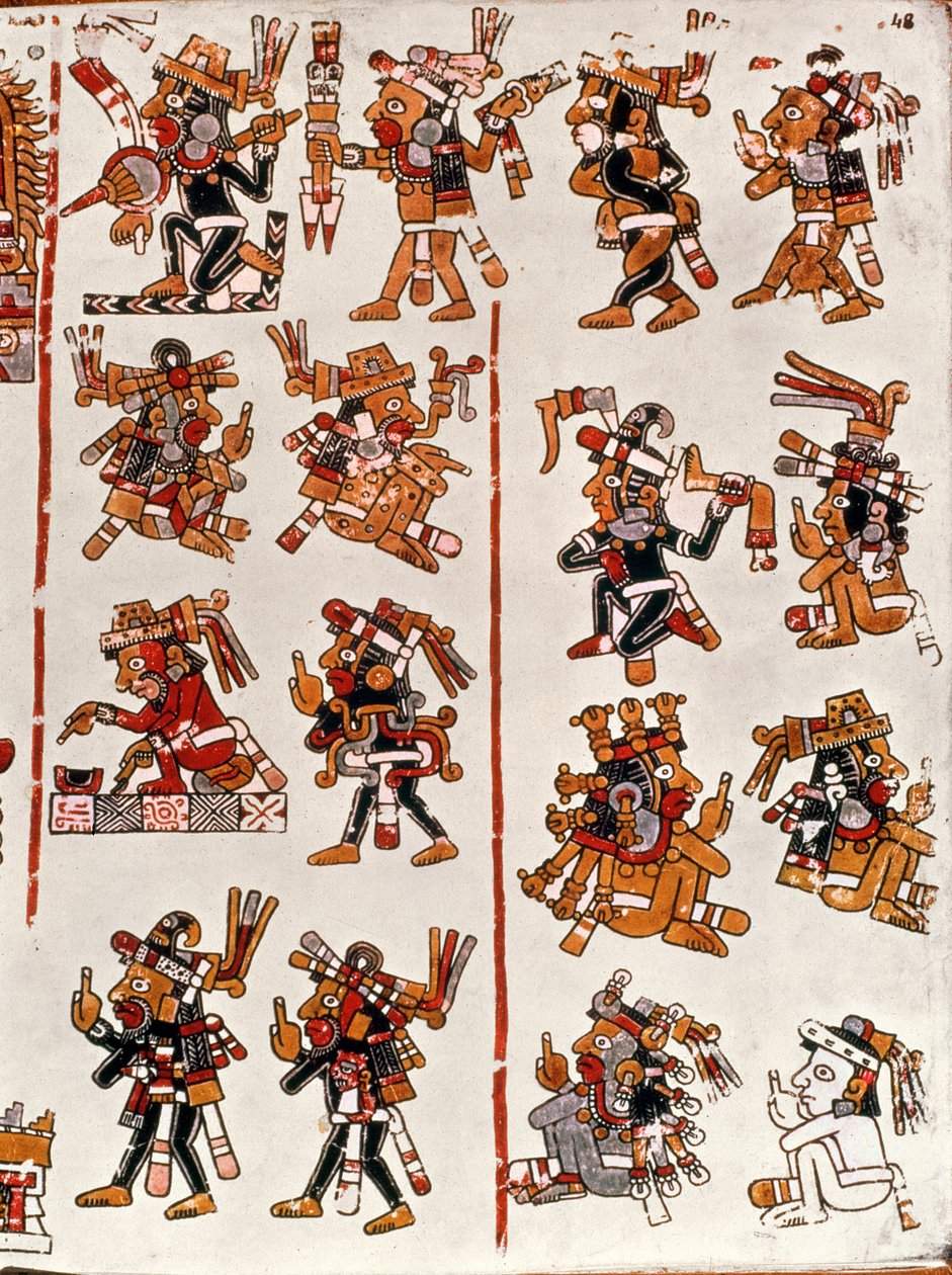 Mexický kodex ukazující genealogii aztécké civilizace od Mexican School