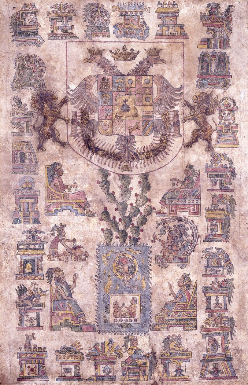 Iluminovaný dokument z Mexika, ukazující erb místokrále Sotomayora, kolem roku 1645 od Mexican School