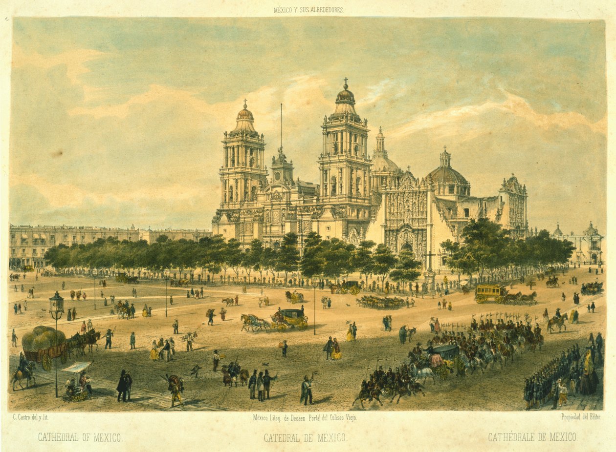 Katedrála v Mexiku od Mexican School