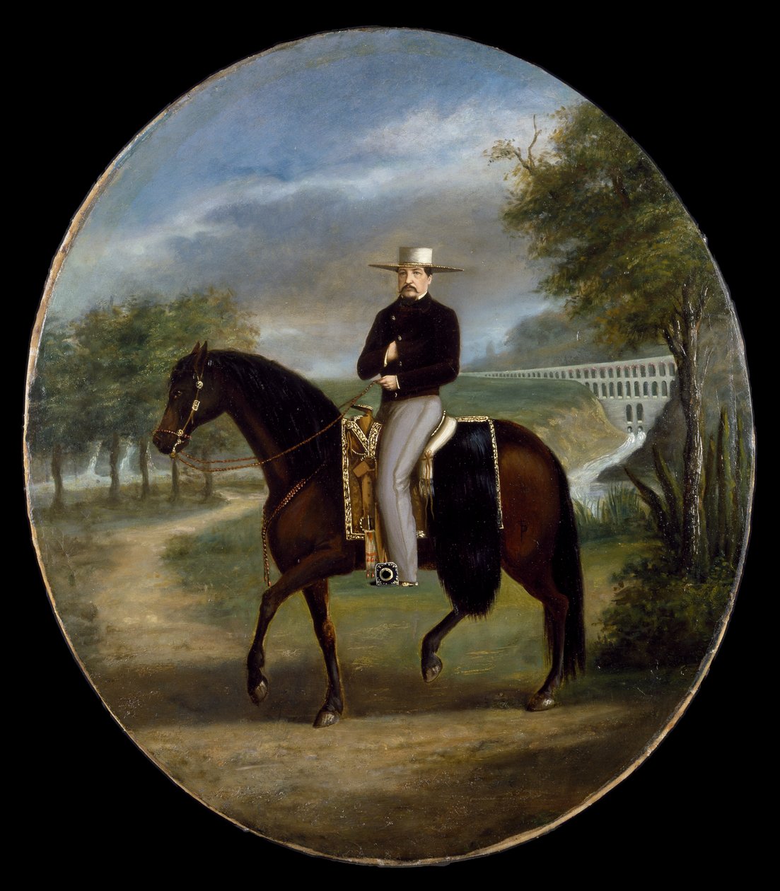Don Manuel Romero de Terreros Villamil (olej na plátně nalepený na papíře) od Mexican School