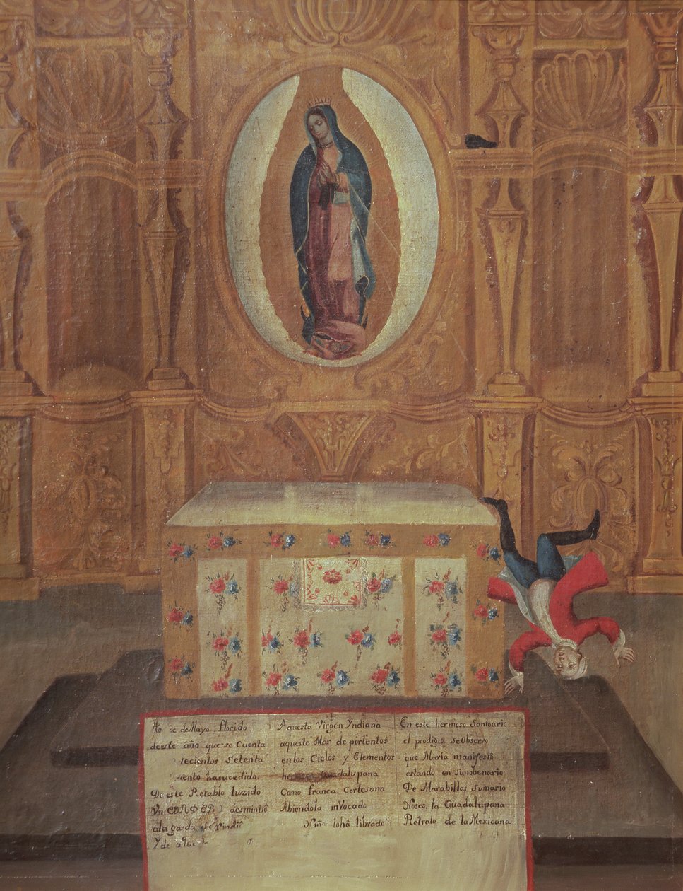 Ex-voto věnované Panně Guadalupské od Mexican School