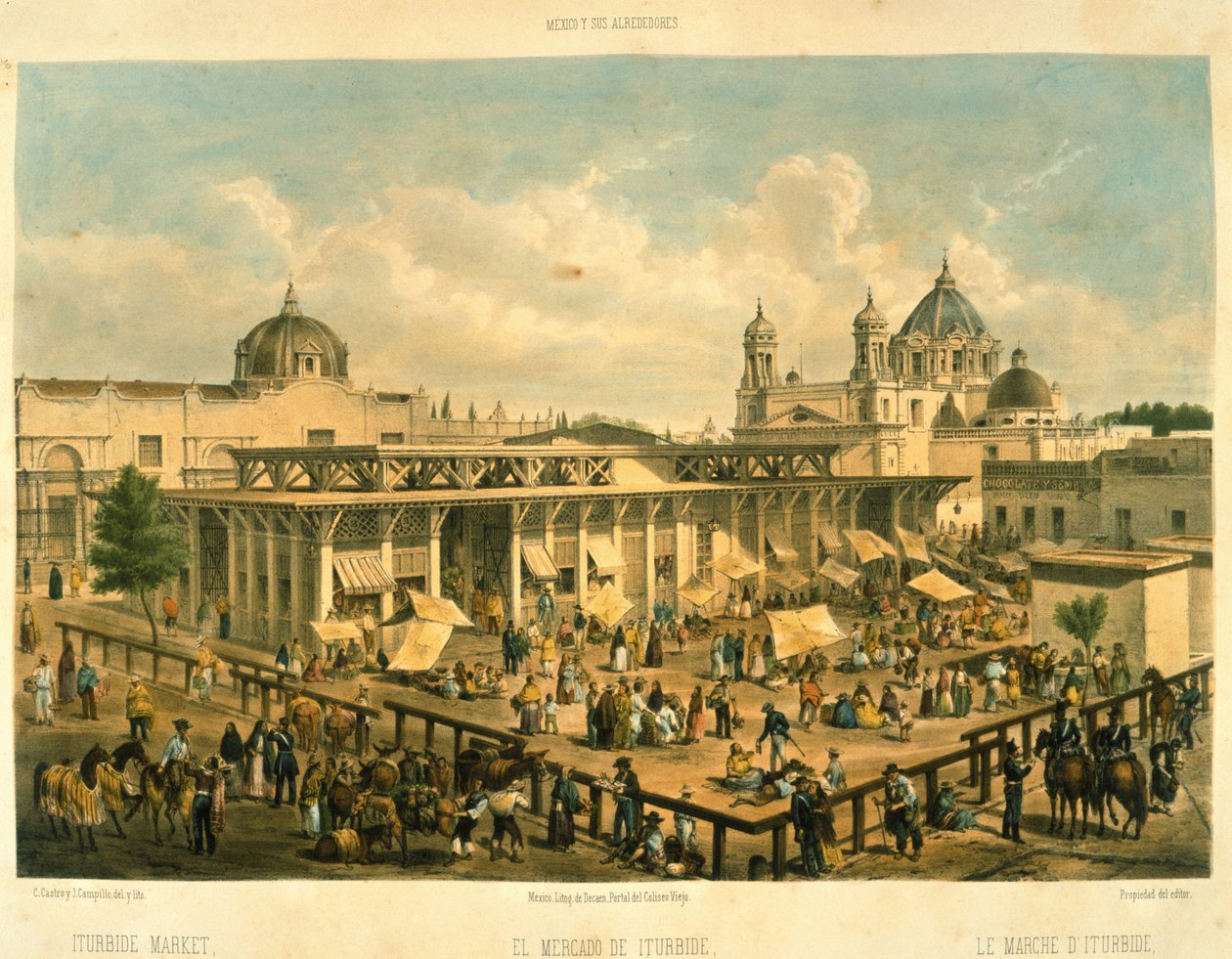 Iturbide Market, Old St. John Sq, Mexico City od Mexican School