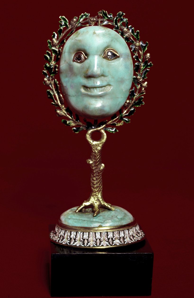 Mexické umění: pleťová maska v tyrkysové pastě s diamantovýma očima. Florencie 17. století, museo degli argenti od Mexican School