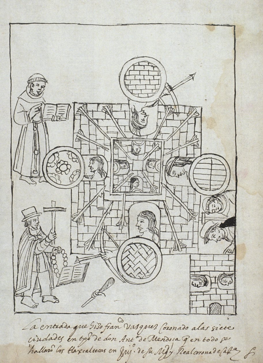 Paní Hunter 242 f.317r Španělské dobytí, z Historia de Tlaxcala od Diega Munoze Camarga od Mexican School