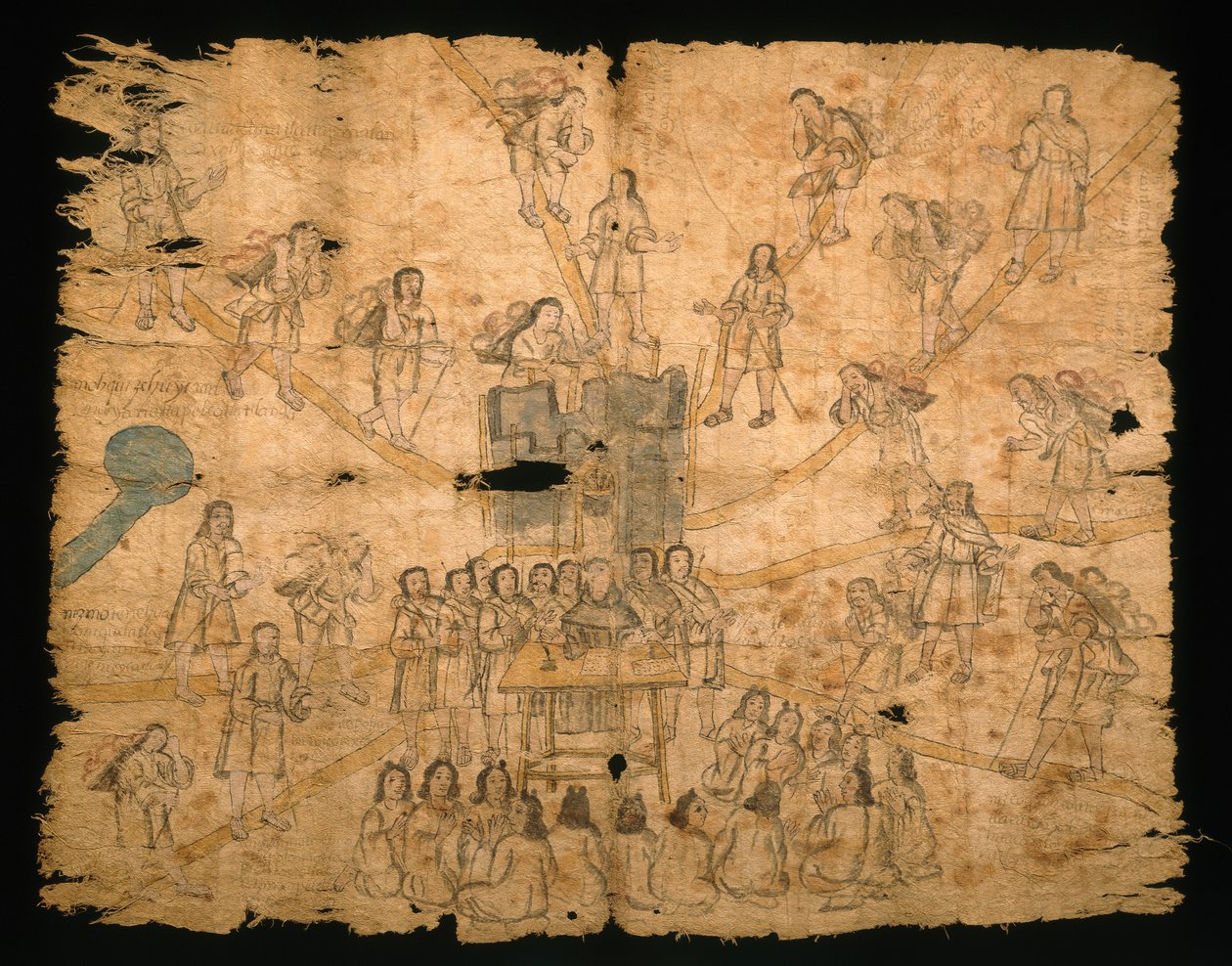 Stránka z Codex San Pedro Atlapolco, Nahua (inkoust a akvarel na amate papíru) (viz také 499243) od Mexican School