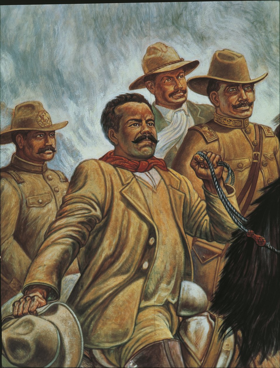 Pancho Villa v Zacatecasu v roce 1910 (olej na desce) od Mexican School