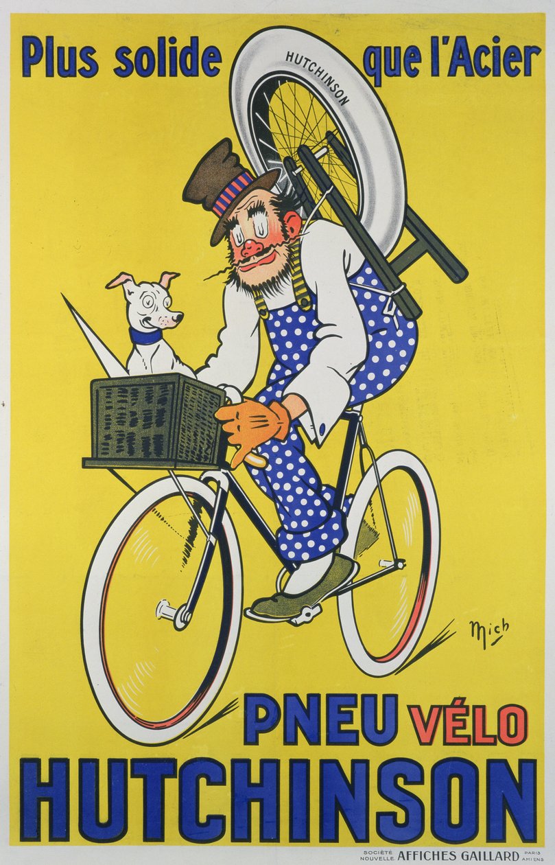 Reklamní plakát Hutchinson cyklistické pneumatiky (barva litho) od Mich