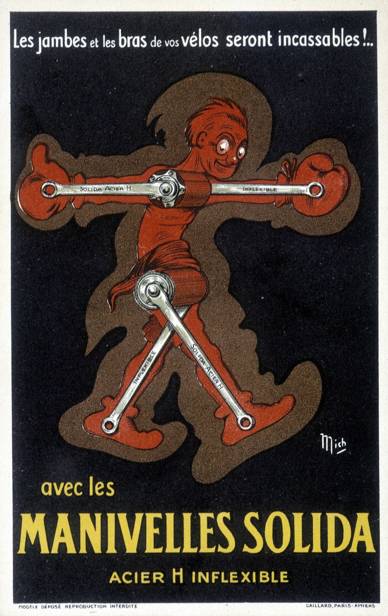 Reklama na kliky Velo z masivní oceli. Kresba Mich (Michel Liebeaux od Mich