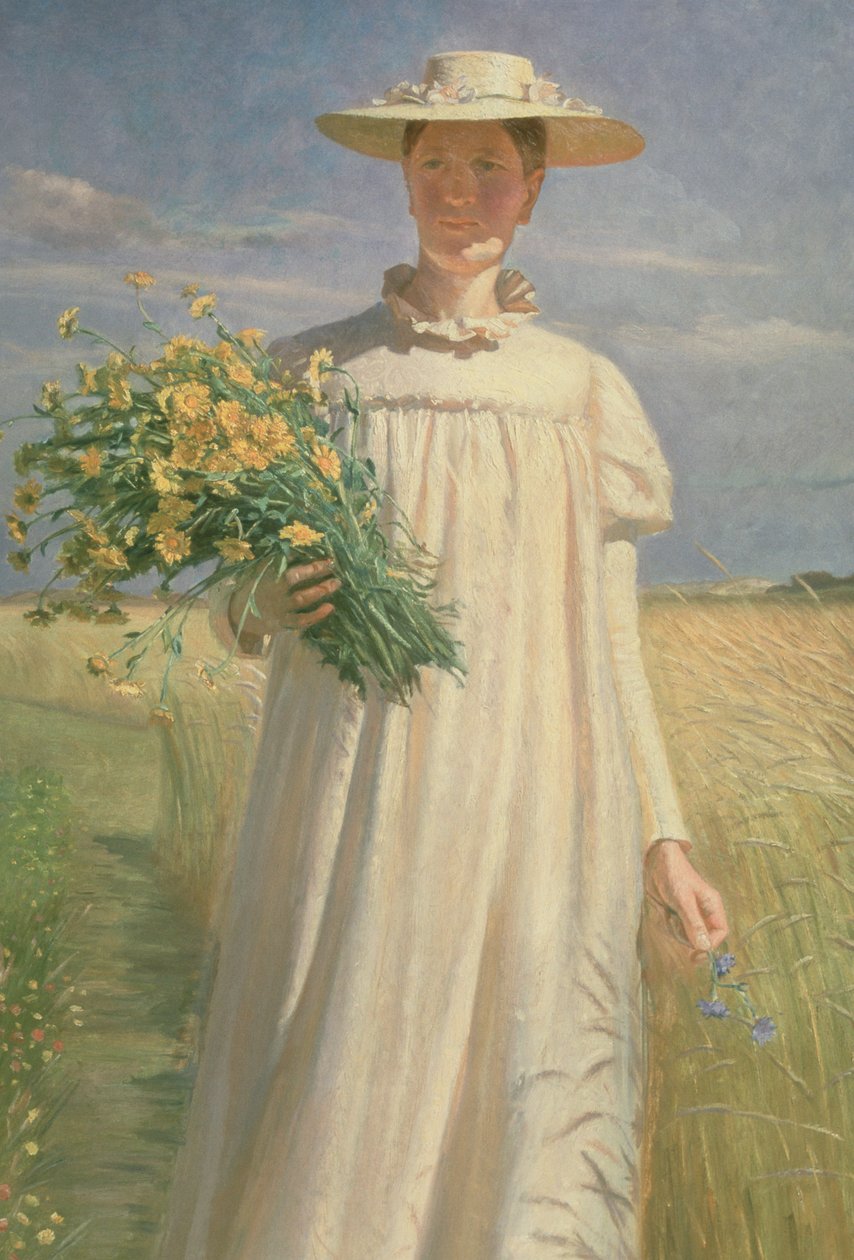 Anna Ancherová se vrací ze sběru květin, 1902 od Michael Peter Ancher