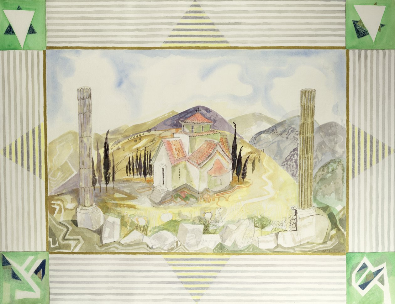 Chrám v zemi Hosios Loukas ze série Greek Experience, 1989 (wc) od Michael Chase