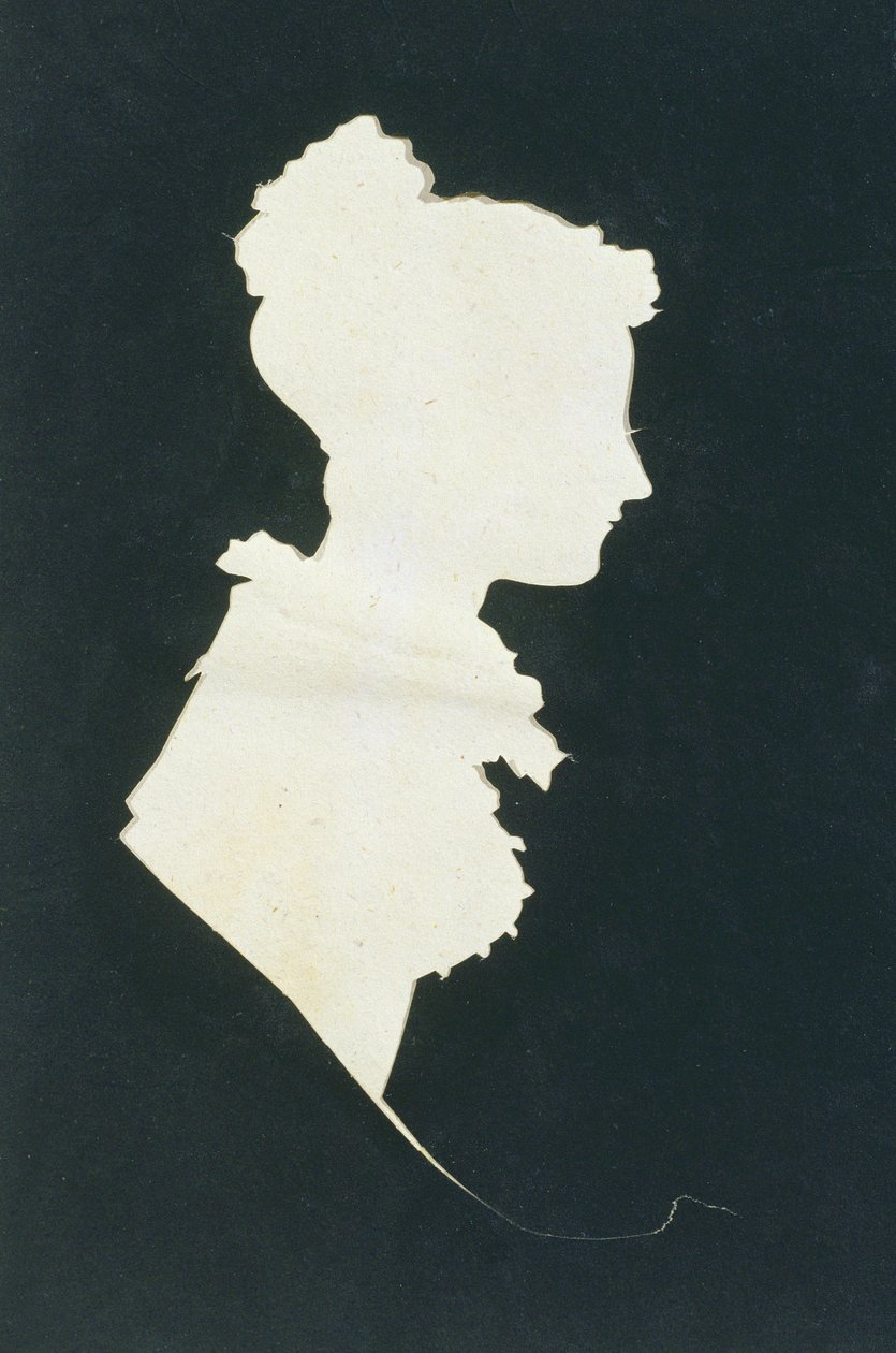 Silueta Sarah Faraday (1800-79) ze sešitu Michaela Faradaye, 1821 (inkoust na papíře) od Michael Faraday