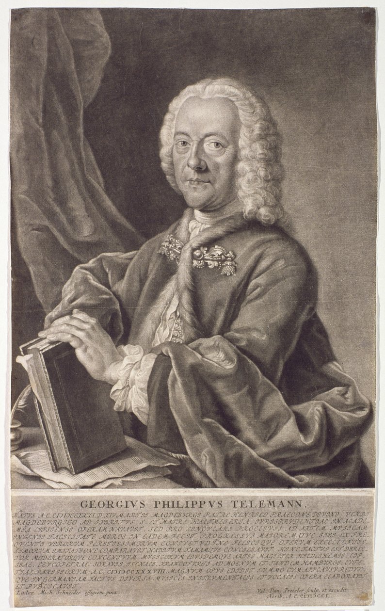 Portrét Georga Philippa Telemanna (1681-1757) vyrytý Georgem Preislerem (1700-54) od Michael Schneider