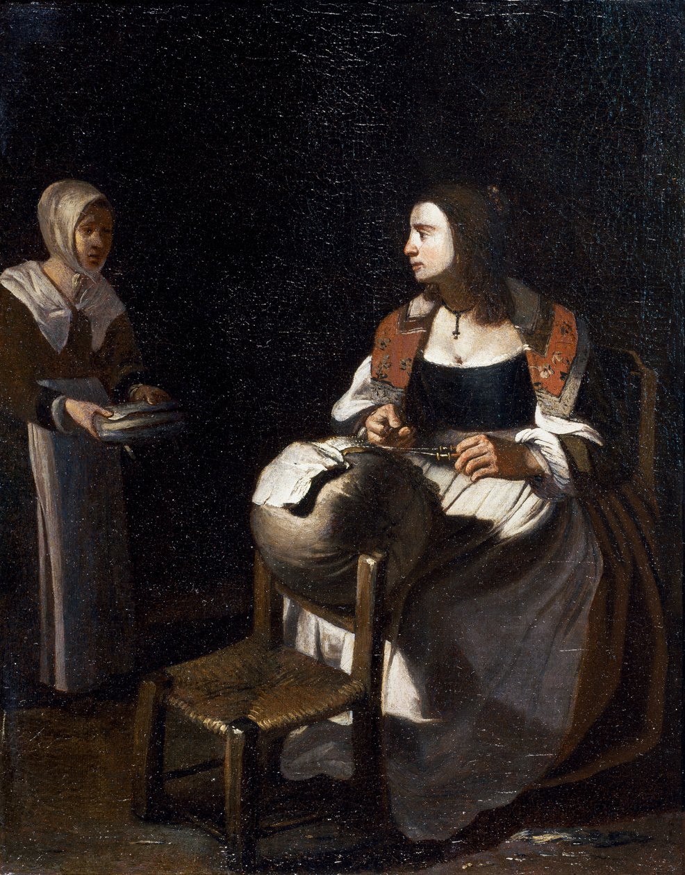 Tvůrce krajek na polštář (olej na plátně) od Michael (attr. to) Sweerts