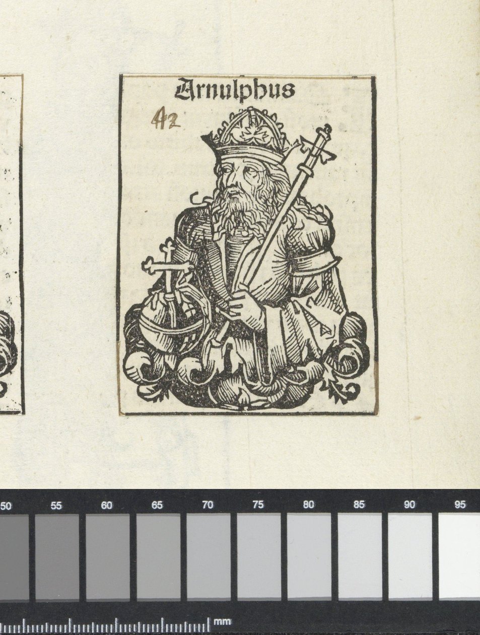 Arnulf Korutanský, z „Liber Chronicarum“ od Hartmanna Skull, Norimberk od Michael (workshop of) Wolgemut or Wolgemuth