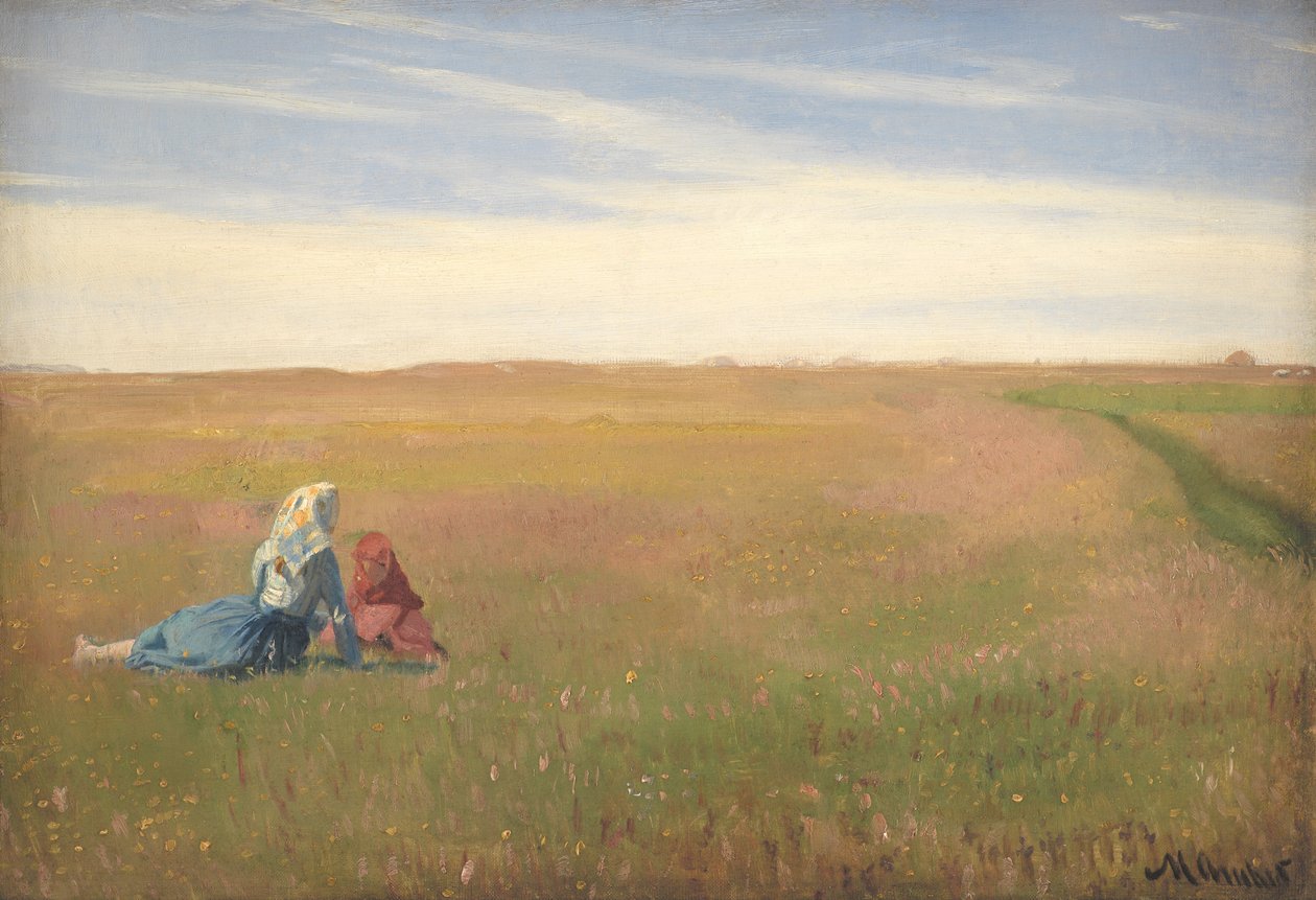 Dvě dívky v poli. Letní den od Michael Ancher