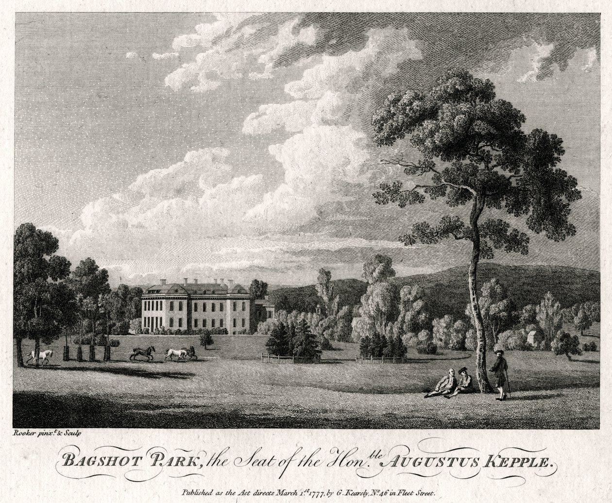 Bagshot Park, sídlo ctihodného Augusta Keppla, 1777 od Michael Angelo Rooker