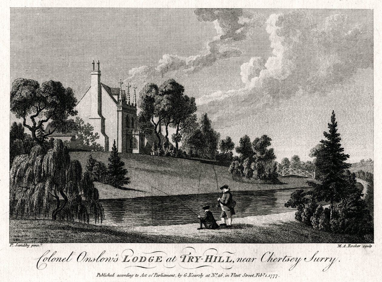 Plukovník Onslows Lodge v Try-Hill, poblíž Chertsey, Surry, 1777 od Michael Angelo Rooker