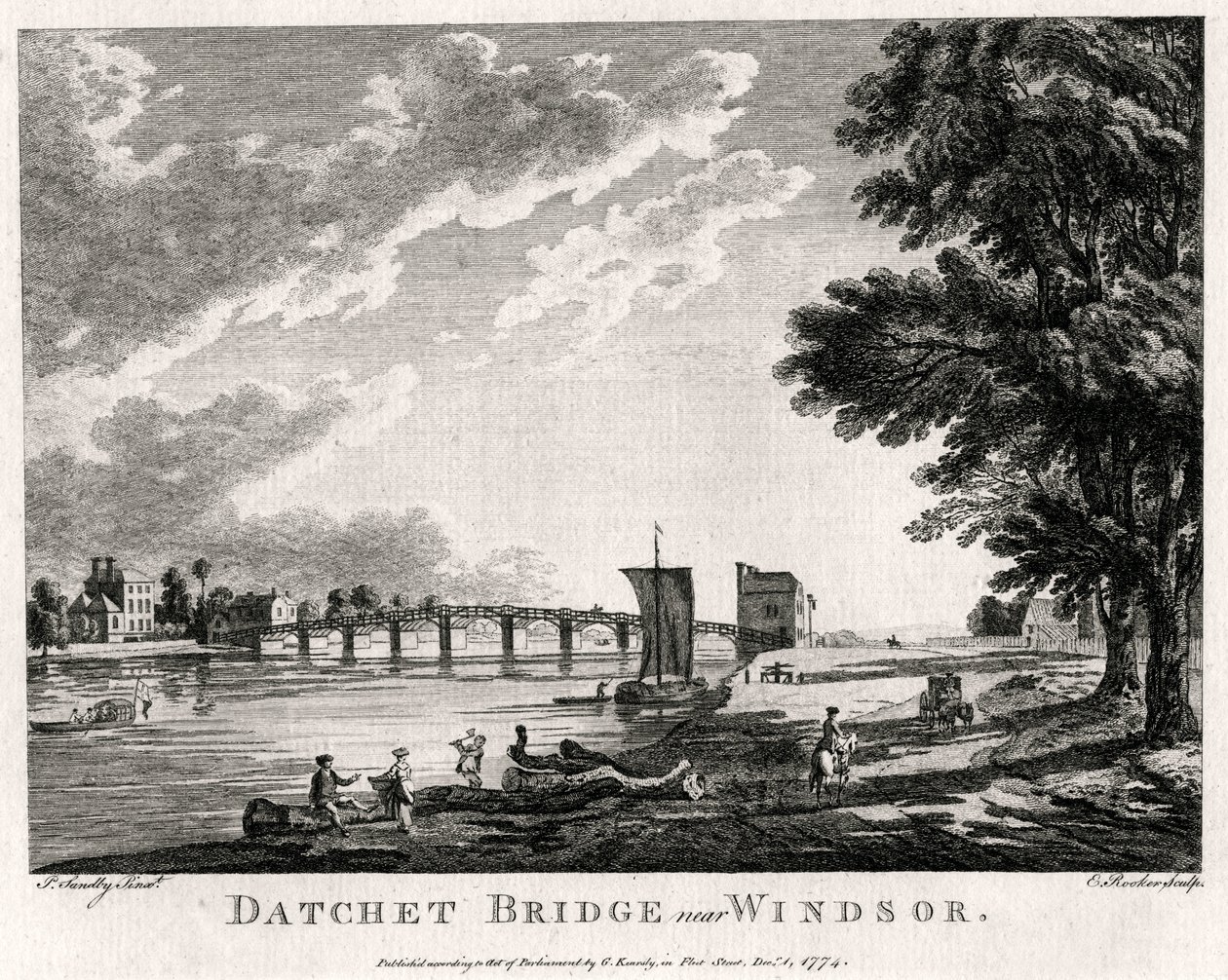 Datchet Bridge poblíž Windsoru, Berkshire, 1774 od Michael Angelo Rooker
