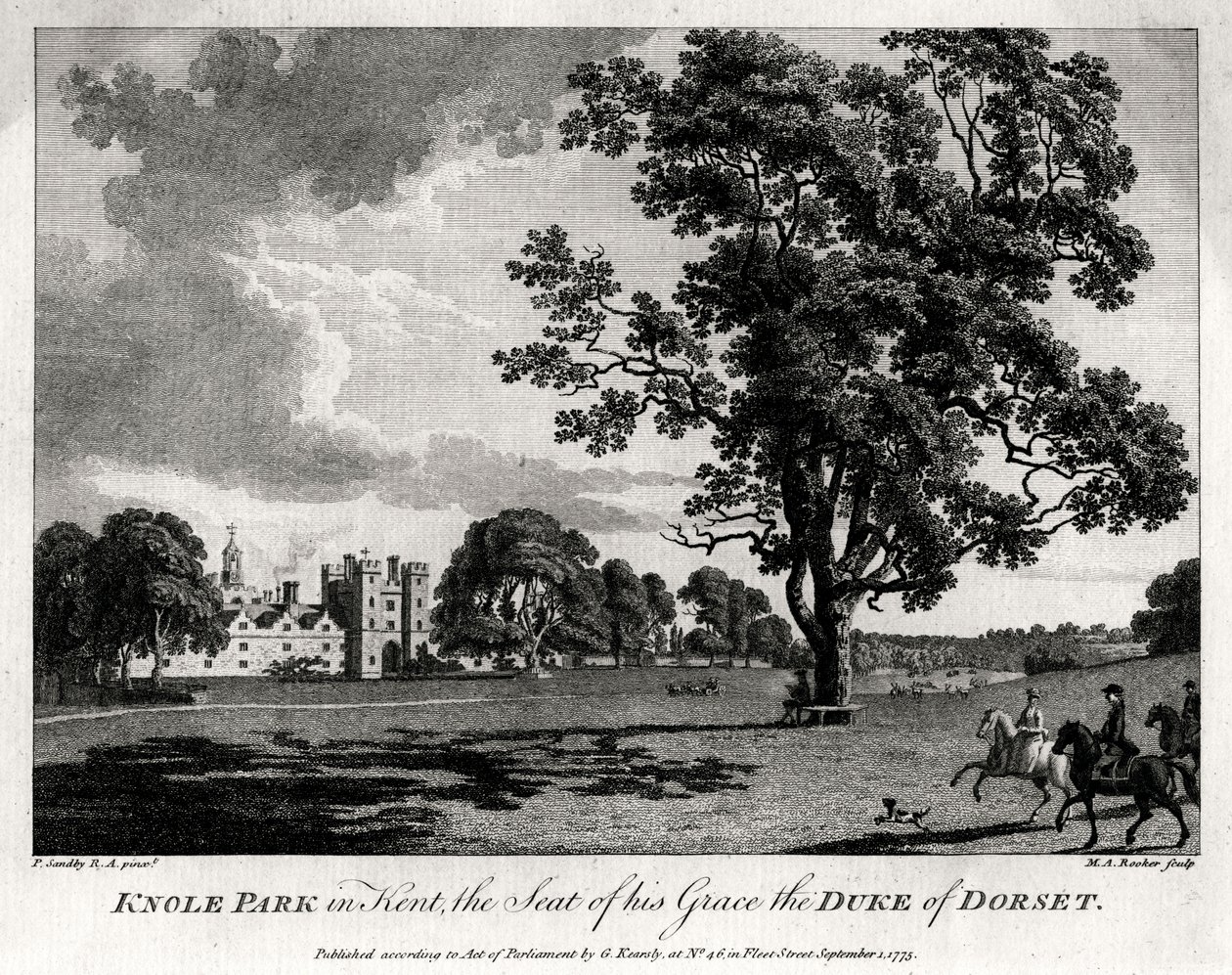 Knole Park v Kentu, sídlo Jeho milosti vévody z Dorsetu, 1775 od Michael Angelo Rooker
