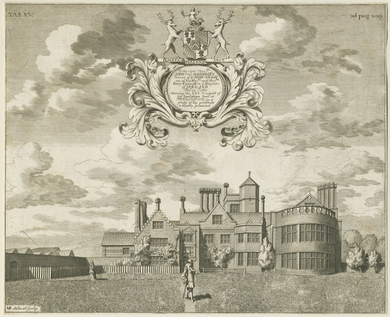 Fisherwick Hall: mědirytina, nd [1653-1686] (tisk) od Michael Burghers