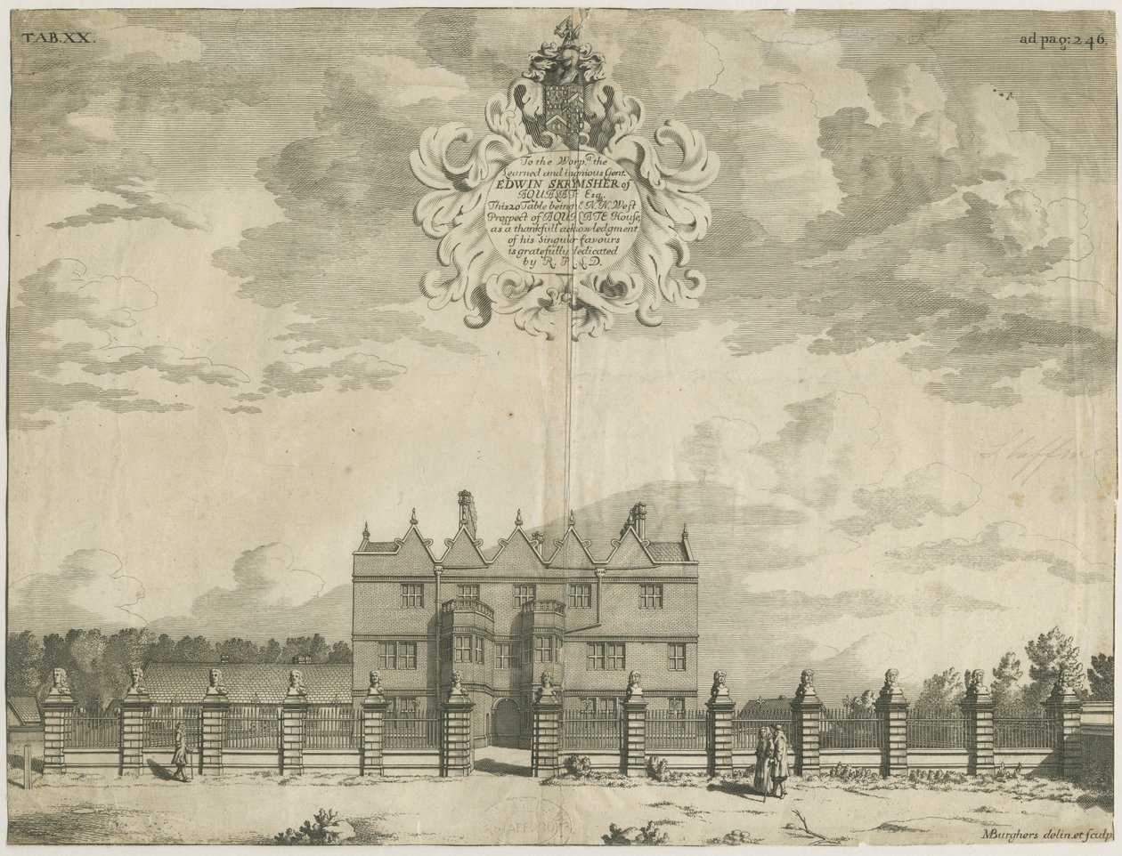 Forton - Aqualate Hall: rytina, nd [1653-1686] (tisk) od Michael Burghers