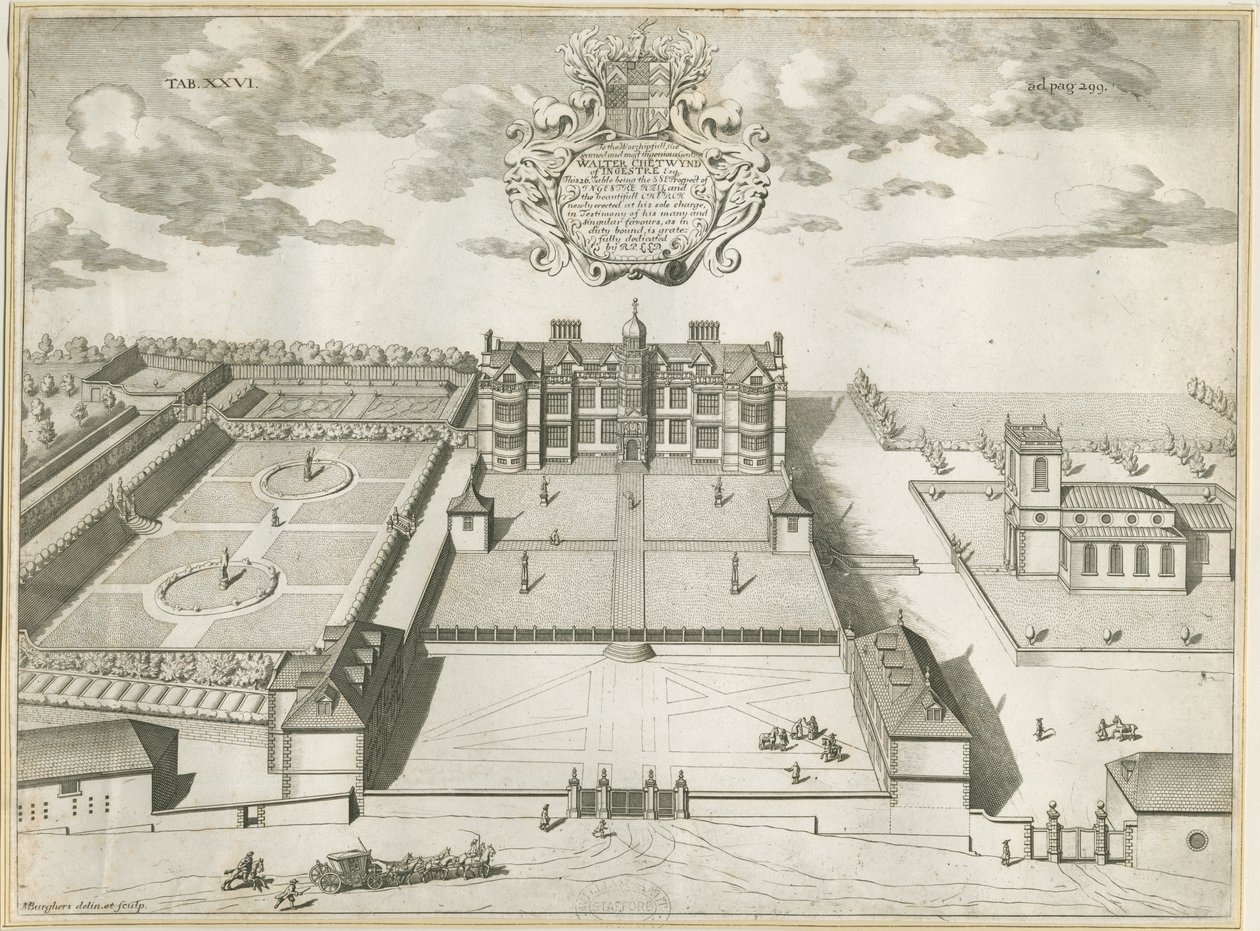Ingestre Hall: mědirytina, nd [1653-1686] od Michael Burghers