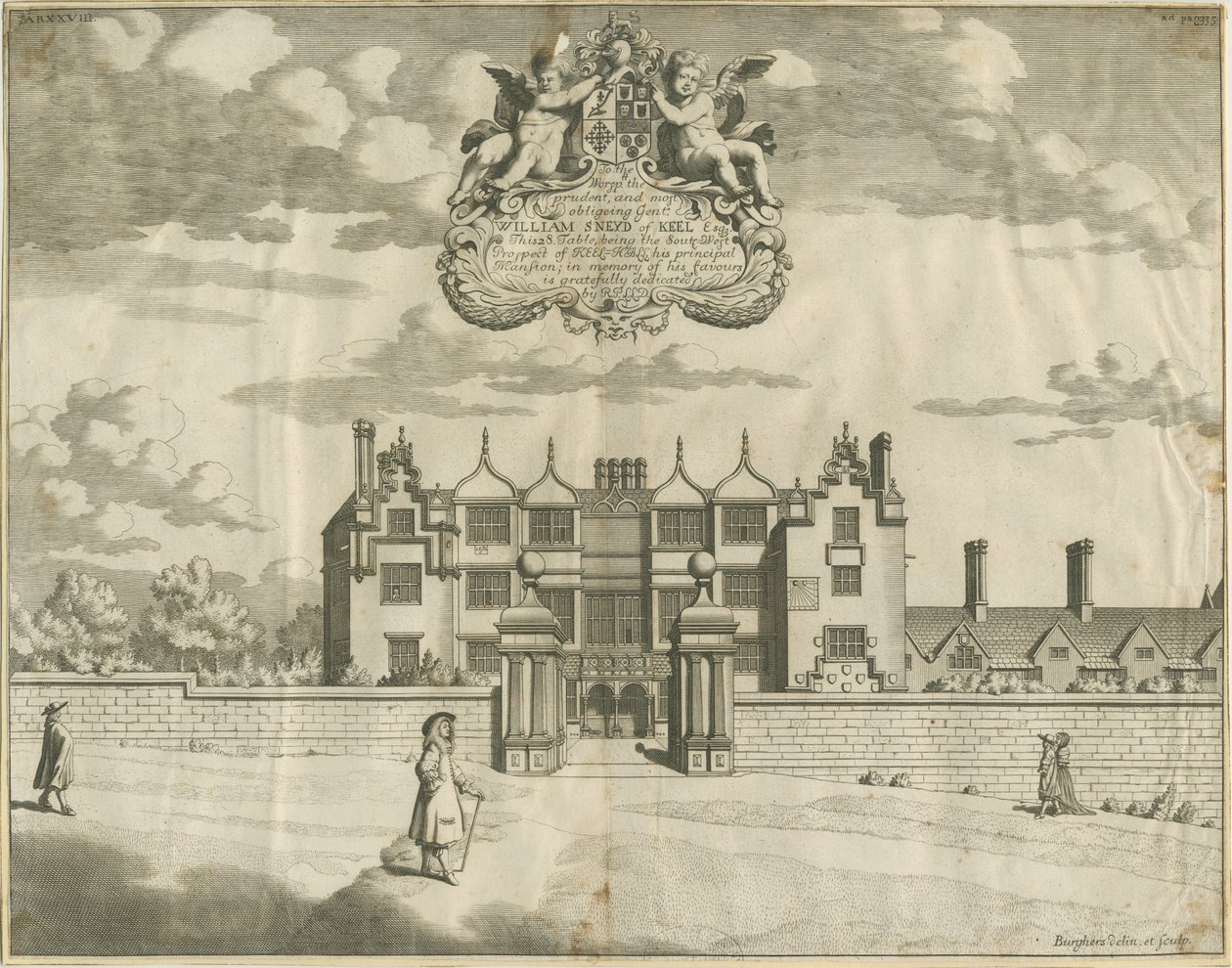 Keele Hall: mědirytina, nd [1653-1686] od Michael Burghers
